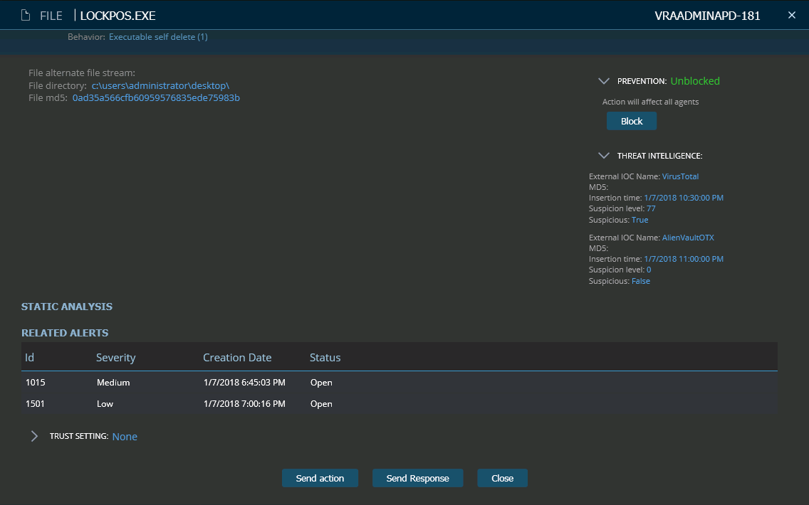 Blocking LockPoS.exe Cyberbit EDR